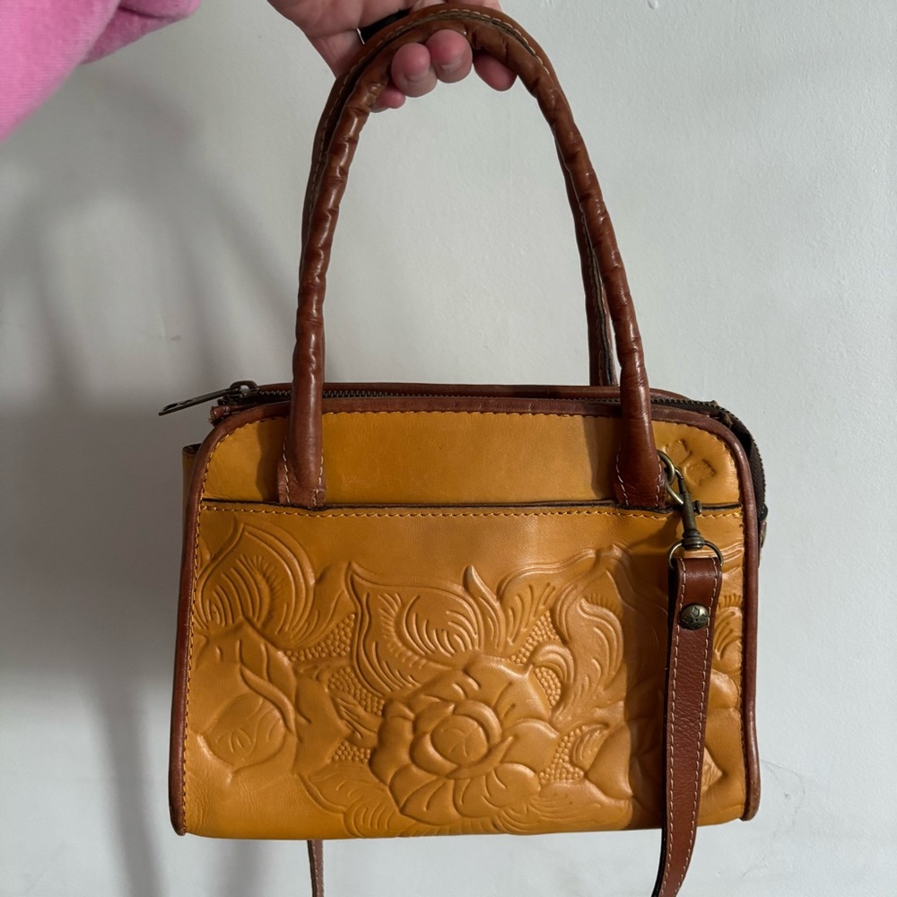 Patricia Nash Tooled Leather Satchel Crossbody Bag